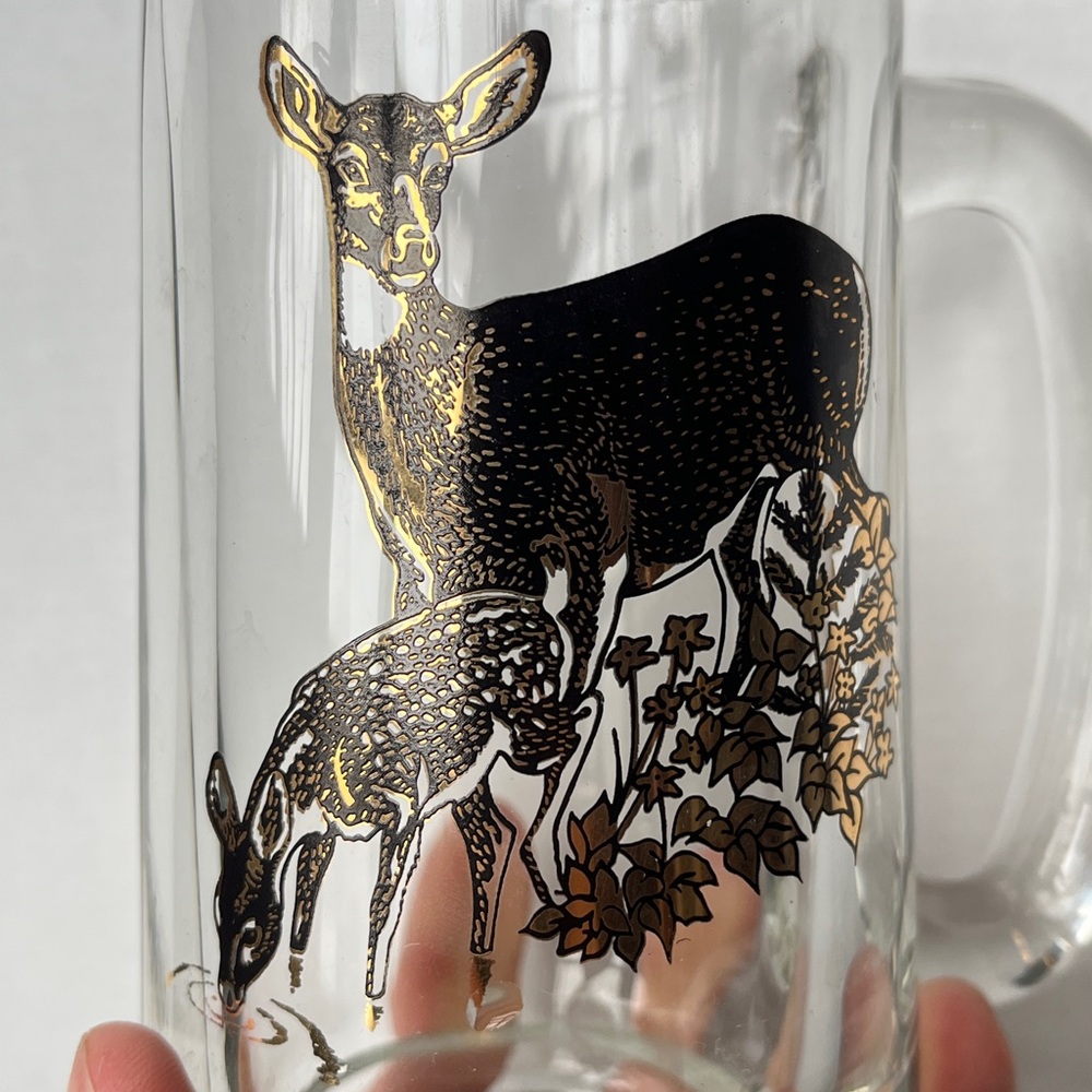 3/$30 🌟 VTG Gold Deer Glass Mug - Picture 4 of 5